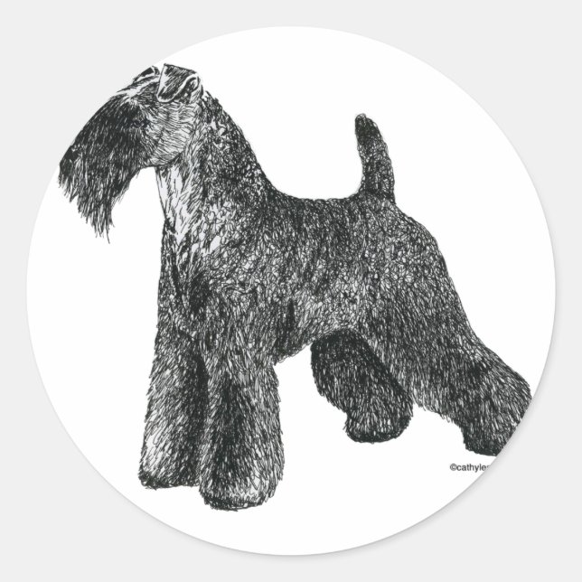 Adesivo Redondo Kerry Blue Terrier (Frente)