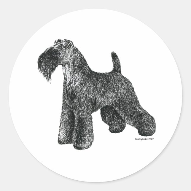 Adesivo Redondo Kerry Blue Terrier (Frente)