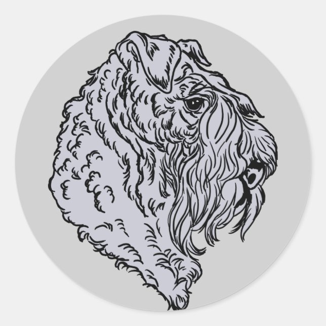 Adesivo Redondo Kerry Blue Terrier Bust (Frente)