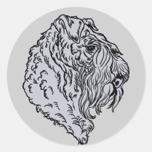 Adesivo Redondo Kerry Blue Terrier Bust