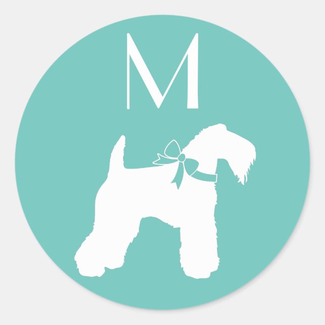 Adesivo Redondo Kerry Blue Terrier Dog Puppy (Frente)