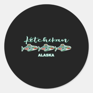 Adesivo Redondo Ketchikan Capital da Arte Nativa do Alasca e da Pe