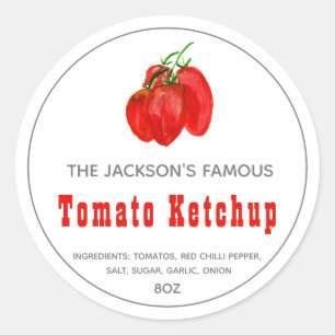 Adesivo Redondo Ketchup de Tomato Homemade Rótulo de molho