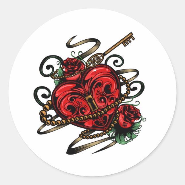 Adesivo Redondo Key To My Heart T-Shirt (Frente)