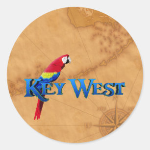 Adesivo Redondo Key West e mapa