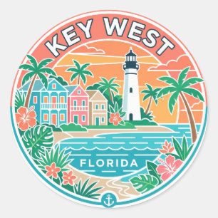 Adesivo Redondo Key West, Flórida