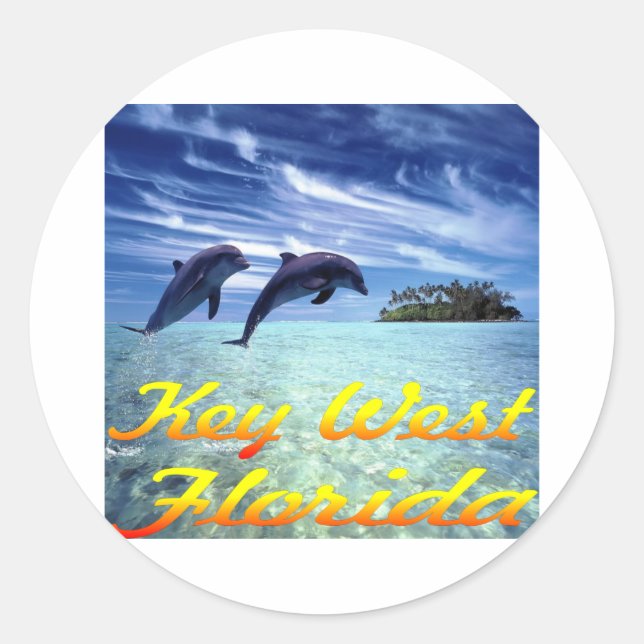 Adesivo Redondo Key West Florida Dolphins (Frente)