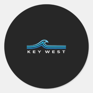 Adesivo Redondo Key West Flórida Ondas Vintage Homens Mulheres Men