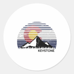 Adesivo Redondo Keystone, Colorado X Co Flag Mtn Top