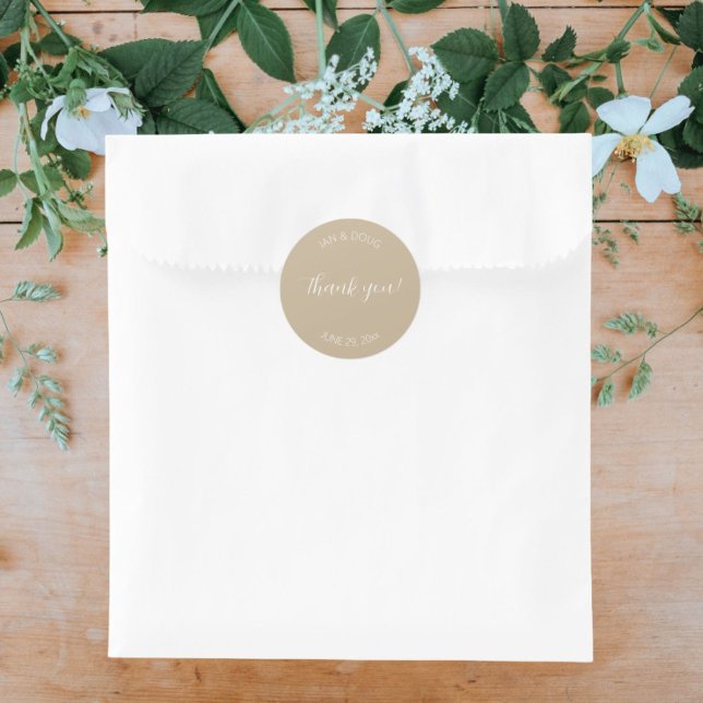 Adesivo Redondo Khaki Stylized Wedding Obrigado (In Situ Wedding)