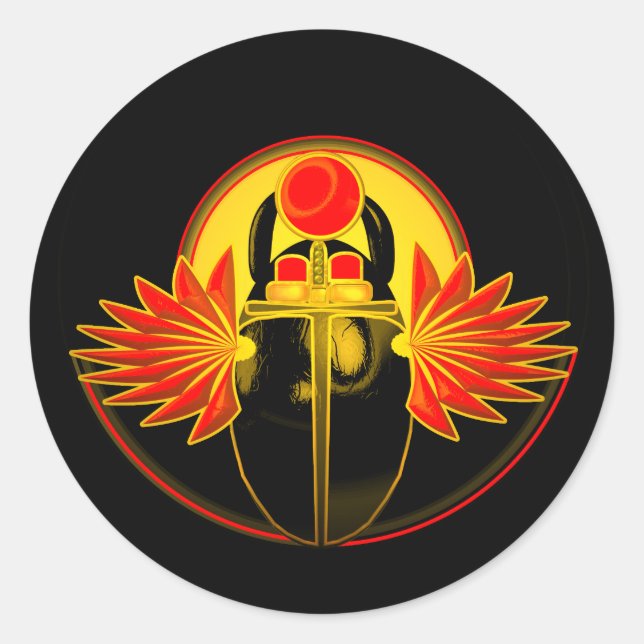 Adesivo Redondo Kherpi Deus do Sol Ascensão, escaravelho. (Frente)