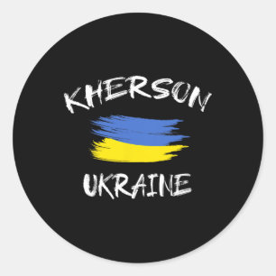 Adesivo Redondo Kherson Ucrânia Lembrança Bandeira do País Ucrania