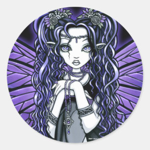 Adesivo Redondo "Kiara" Borboleta Gótica Fada Princesa Stickers