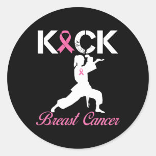 Adesivo Redondo Kick Cancer da mama Karate Sensibilização do Cance
