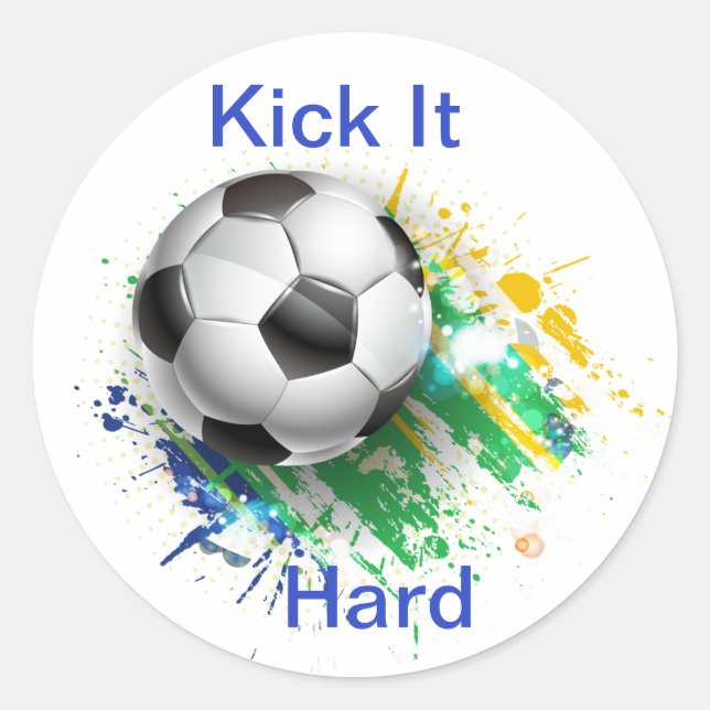 Adesivo Redondo Kick It Soccer Ball Stickers (Frente)