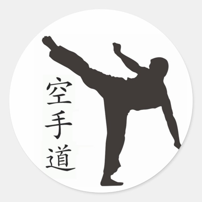 Adesivo Redondo Kick/Karate Kanji Alto (Frente)