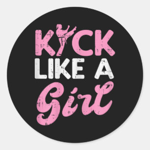 Adesivo Redondo Kick Like Girl Karate Taekwondo Kung Fu Martial Ar