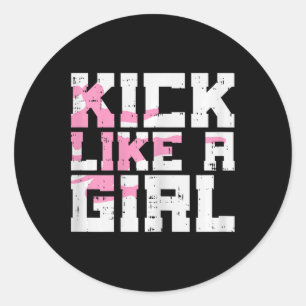 Adesivo Redondo Kick Like Girl Karate Taekwondo Kung Fu Martial Ar