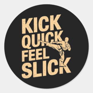 Adesivo Redondo Kick Quick Slick - Karate Fighter Martial Art