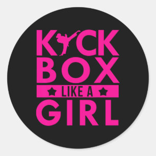 Adesivo Redondo Kickbox Like A Girl Artes Marciais Kickboxing Cara