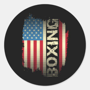 Adesivo Redondo Kickboxer Gym Patriótico Sinalizador Americano Box