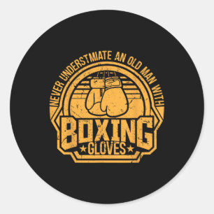 Adesivo Redondo Kickboxer Kickboxing Boxer Boxe Design Vintage