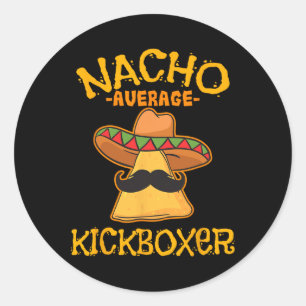 Adesivo Redondo Kickboxer Nacho Médio Cinco De Mayo Kick Mexicano