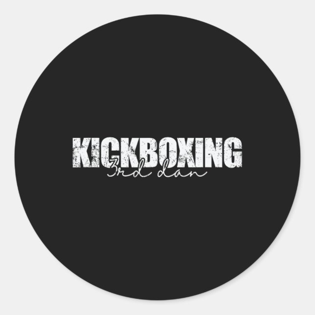 Adesivo Redondo Kickboxing 3º Dan Artes Marciais  (Frente)