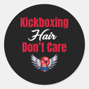 Adesivo Redondo Kickboxing Cabelo Não Liga Piadas Artes Marciais J