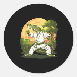 Adesivo Redondo Kickboxing Crocodilo Taekwondo Caratê Mma Engraçad