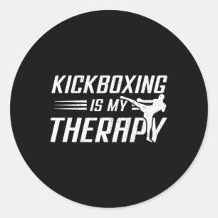 Adesivo Redondo Kickboxing É Minha Terapia Amante do Kick Boxing E