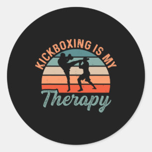 Adesivo Redondo Kickboxing É Minha Terapia Boxe Esportes Kick