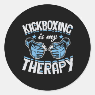 Adesivo Redondo Kickboxing É Minha Terapia Boxe Karate Engraçado M