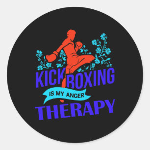 Adesivo Redondo Kickboxing É Minha Terapia de Raiva Luta de Artes