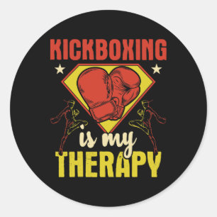Adesivo Redondo Kickboxing É Minha Terapia - Kickboxer Artes Marci