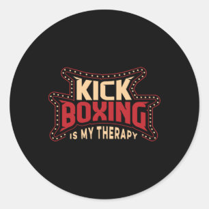 Adesivo Redondo Kickboxing É Minha Terapia Kickboxer Artes Marciai