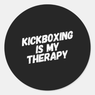 Adesivo Redondo Kickboxing É Minha Terapia Kickboxer Engraçado Kar