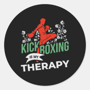 Adesivo Redondo Kickboxing É Minha Terapia - Lutador de Artes Marc