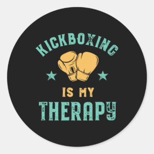 Adesivo Redondo Kickboxing É Minha Terapia Sarcástico Divertido Bo