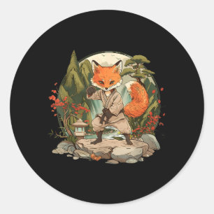 Adesivo Redondo Kickboxing Fox Artes Marciais Karate Jiu-Jitsu Mma