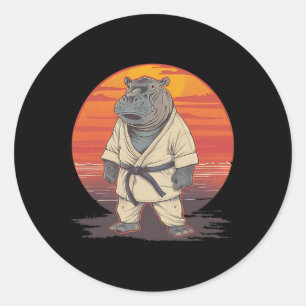 Adesivo Redondo Kickboxing Hippo Artes Marciais Caratê Jiu-jitsu M