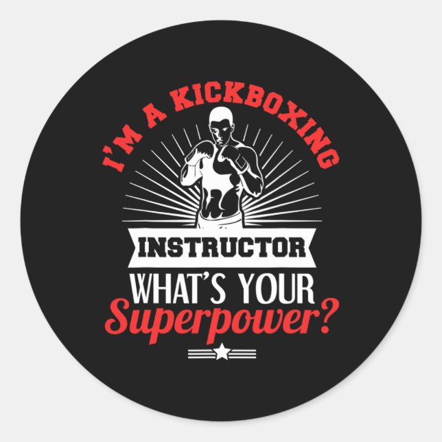 Adesivo Redondo Kickboxing Instructor Kickboxer Job Title  (Frente)