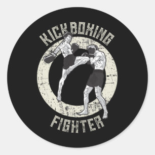 Adesivo Redondo Kickboxing Kickboxer Artes Marciais Lutador de Mma