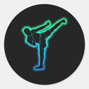 Adesivo Redondo Kickboxing Kickboxer Karate Taekwondo Crianças Men