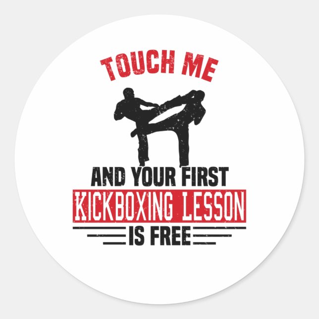 Adesivo Redondo Kickboxing Kickboxer Martial Arts Boxer Sparring (Frente)