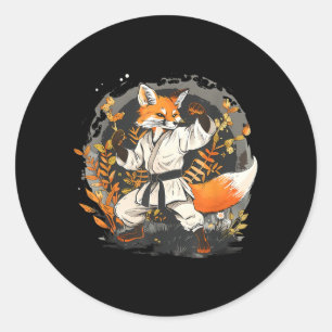 Adesivo Redondo Kickboxing Raposa Taekwondo Caratê Mma Engraçado A