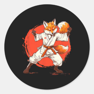 Adesivo Redondo Kickboxing Raposa Taekwondo Caratê Mma Engraçado M