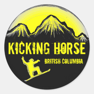 Adesivo Redondo Kicking Horse BC Canadá autocolantes amarelos do s