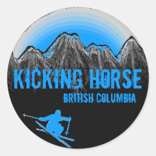 Adesivo Redondo Kicking Horse British Columbia Blue ski stickers