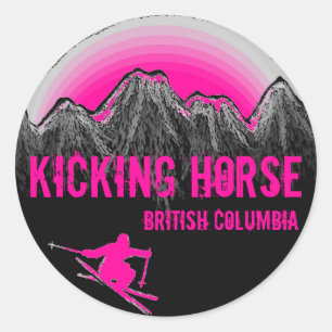 Adesivo Redondo Kicking Horse British Columbia pink-adesivos de es